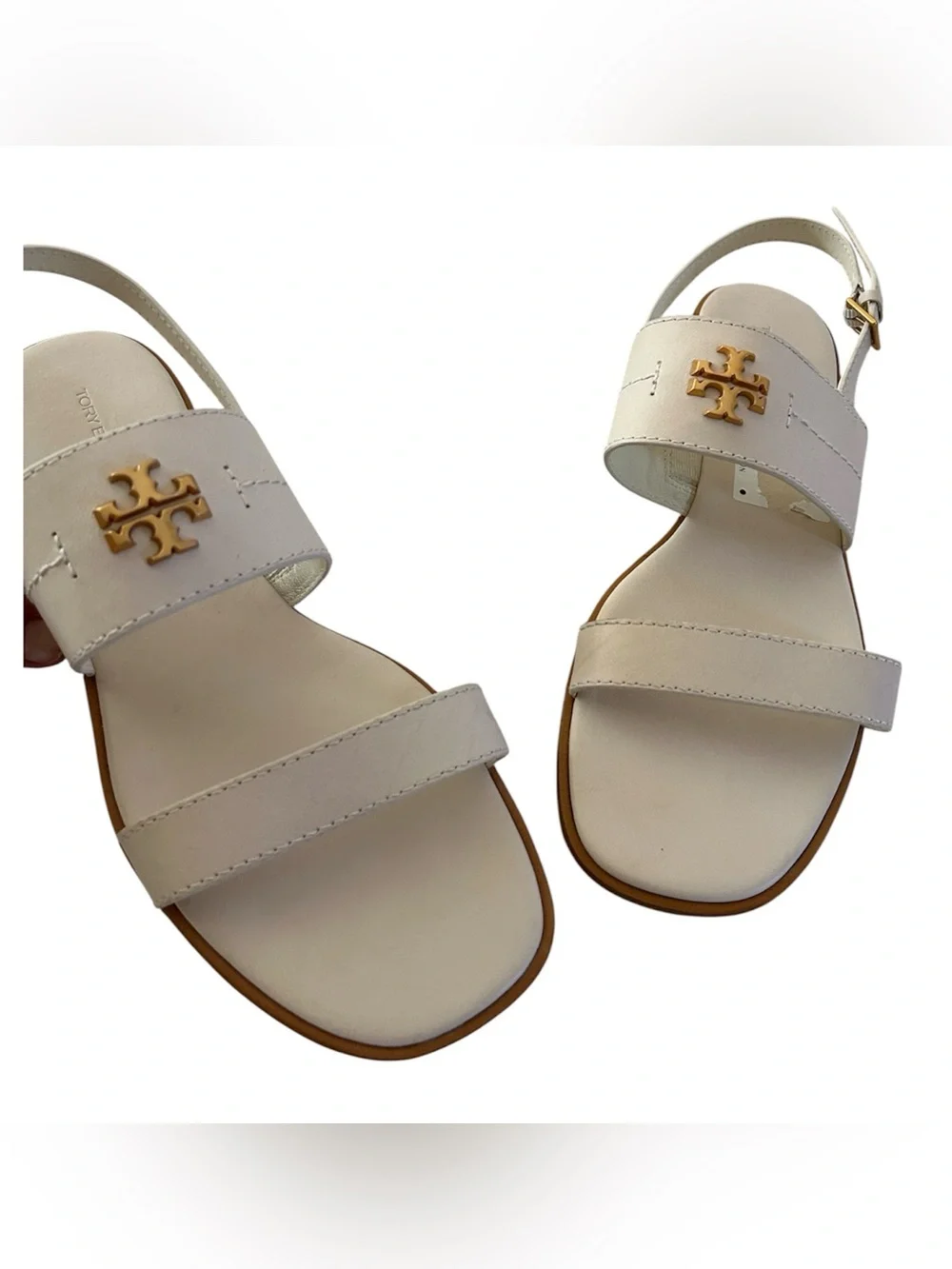 TORY BURCH Mini Everly Back Strap Leather Sandal In Ivory, Size 10.5, NWT no box